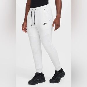 Nike Tech Fleece Joggers Heather White Black Pants Men's Size L HV0959-051